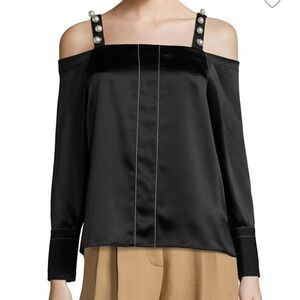 NWT Design Lab Top Off the Shoulder Black w/Pearls Size S Cocktail Date Night